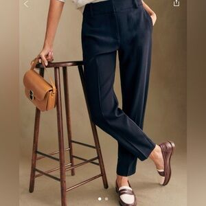 Sézane Gustavo Navy Trousers Size 48 (US 16) High Rise Tailored Pants